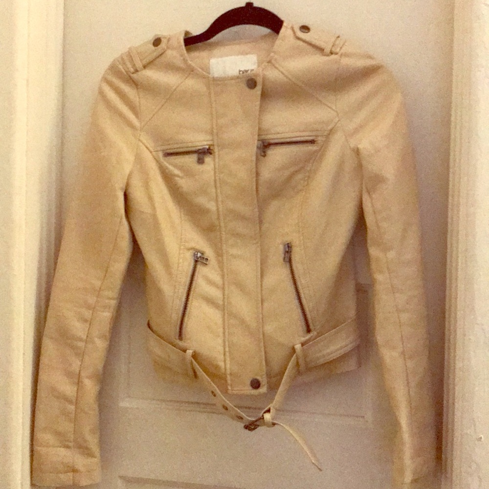 Bar III cream vegan leather Moto jacket